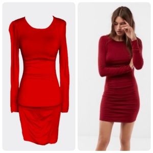 Express red body on dress, XS